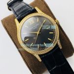 Swiss Replica Patek Philippe Calatrava Vintage 38 Black Dial Gold Watch PPF
